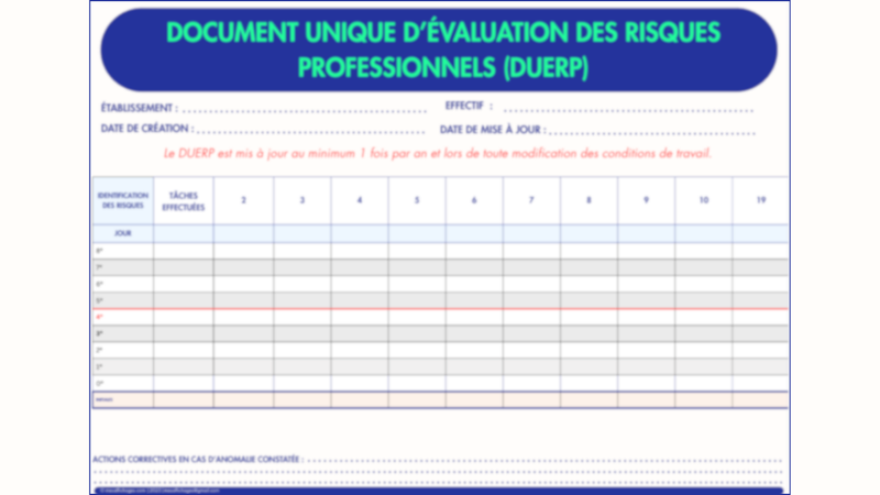 📋 DUERP — Document Unique d'Évaluation des Risques Professionnels